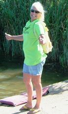 A volunteer posing for the camera